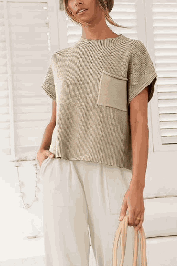 Comfy Couture Knit Sweater two-piece set with knit pullover and high-waisted pants in neutral tones
