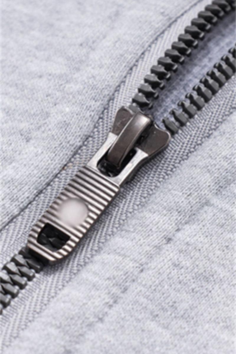 Close-up of zipper on gray fabric Cozy Oversized Half-Zip fleece pullover sweatshirt