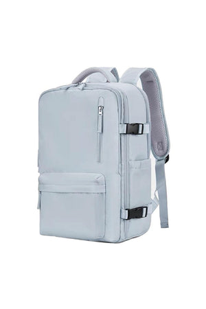 Chic Wanderlust Waterproof Backpack in light gray with multiple compartments and ergonomic straps