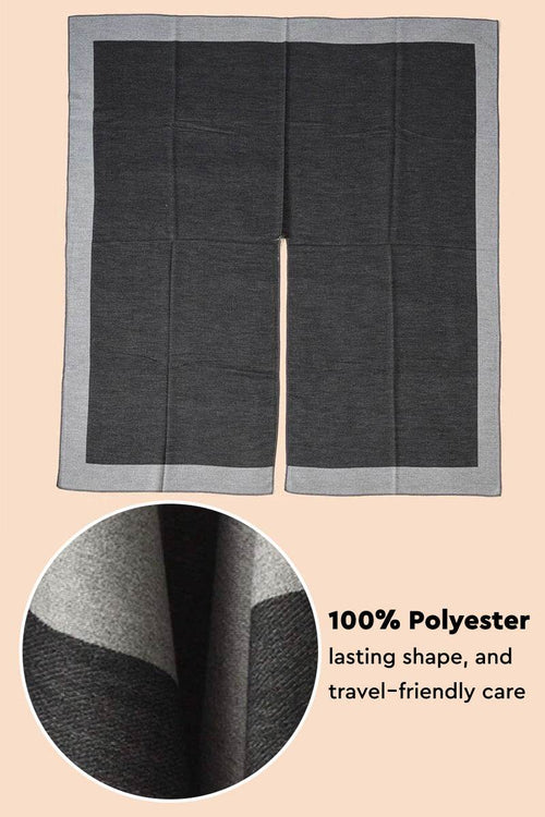 Elegant knitted poncho in two-tone gray polyester with lasting shape and travel-friendly care