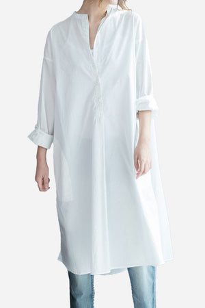 One size pure cotton long shirt with oversized fit and button-front design