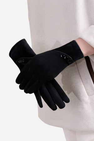 Black SmartTouch Suede Gloves with touchscreen fingertips and sleek fit for travel and warmth