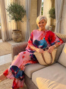 Plus size vibrant floral matching set with flowy silhouette and breathable fabric