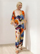 plus size vibrant floral matching set with soft breathable fabric and elastic waistband