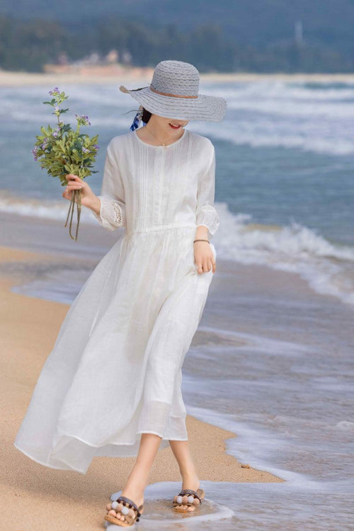 100% Linen Coastal Shift Dress TOSCANA