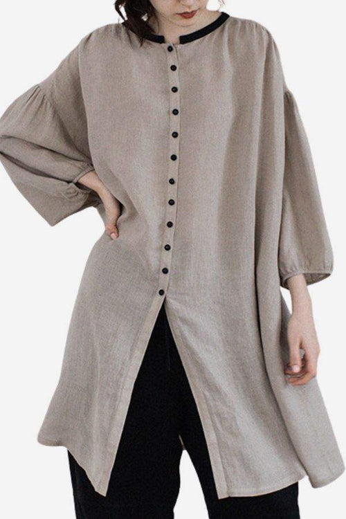 100% Linen Oversized Button-Down Tunic