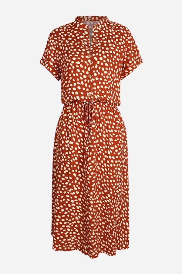 Casual bohemian dress skirt with boho dot print and lace-up waist in soft polyester fabric