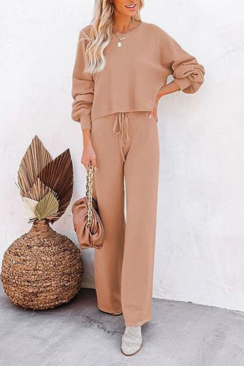 Round Neck Loose Fit Cozy Two-Piece Set