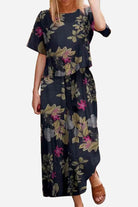 Floral print loose fit co-ord set with relaxed short-sleeve top and wide-leg trousers