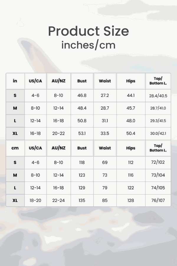 Size chart for Ultra-Soft and Comfy Co-ord Tracksuit Set showing bust, waist, hips, and length measurements in inches and cm for sizes S to XL.