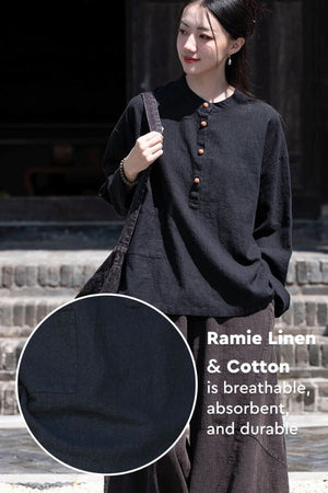 One Size Fits All Ramie Linen & Cotton Blouse