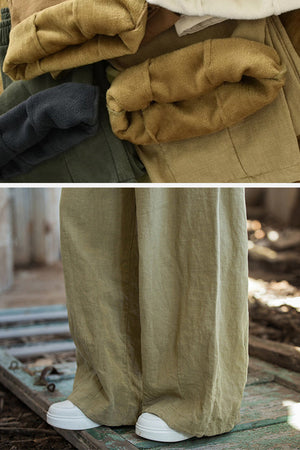 Sandwashed Ramie Linen Pants with Plush Lining