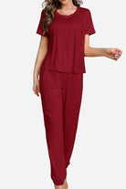 Women's My Go To Loungewear two-piece soft breathable burgundy set