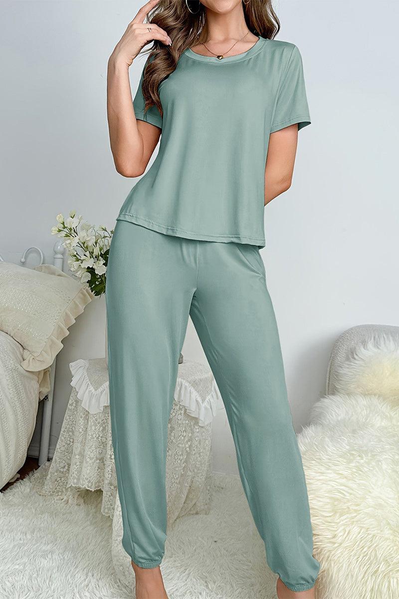 My Go To Loungewear soft breathable two-piece set in muted green for comfortable casual wear
