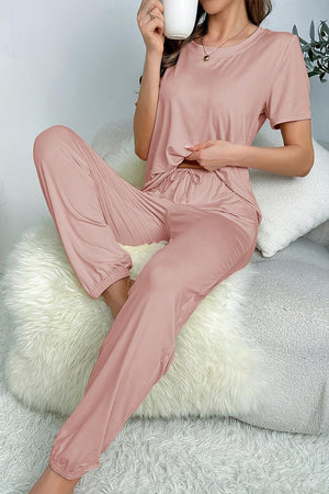 My Go To Loungewear two-piece set in soft pink breathable fabric, comfortable casual lounge outfit