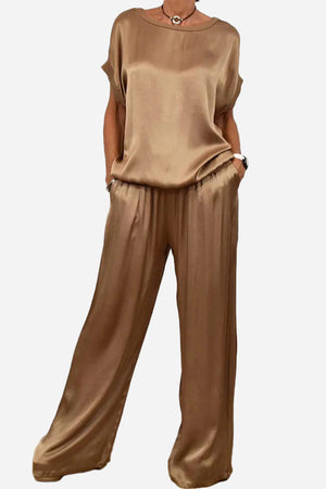 "Silken Escape" Satin Two-Piece Set
