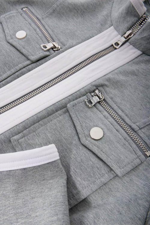 Sleek Contrast Zip Two-Piece