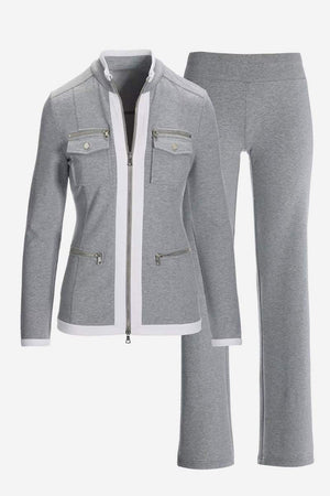 Sleek Contrast Zip Two-Piece