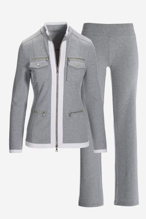 Sleek Contrast Zip Two-Piece