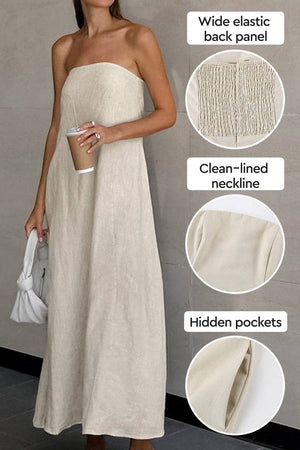 100% Cotton Linen “Dolce Vita” Strapless Dress