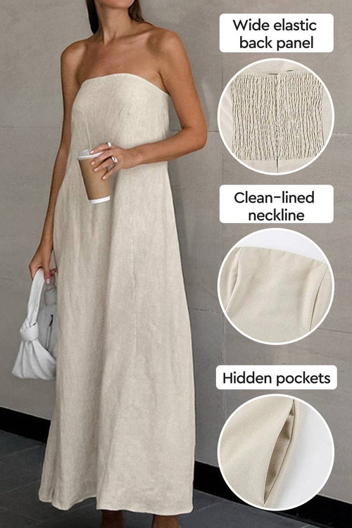 100% Cotton Linen “Dolce Vita” Strapless Dress