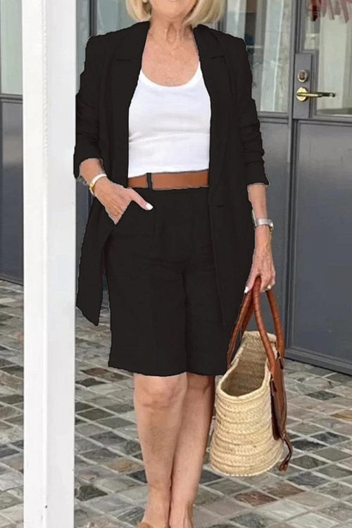 Stylish Blazer & Shorts Two-Piece Set