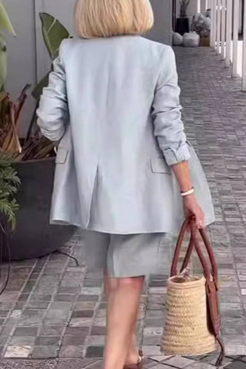 Stylish Blazer & Shorts Two-Piece Set