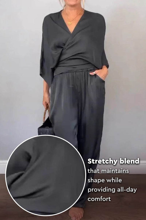 Satin Wrap Lounge Two-Piece Set