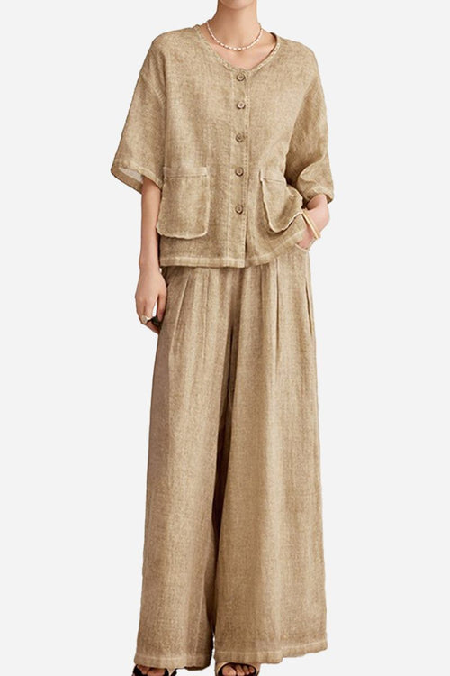 100% Linen Stone-Washed Sunset Breezy Set