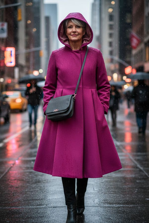 Water-Repellent Rain & Shine A-Line Hooded Raincoat