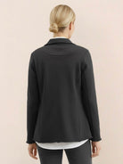 Modern double-breasted cotton-blend blazer with raw-edge seaming and patch pockets
