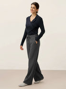 Soft knit wide-leg pants with elastic drawstring waist and breathable fabric