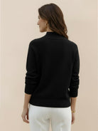 100% Italian cashmere sweater with mock-neck and regular fit, soft, lightweight, and breathable fine-gauge knit