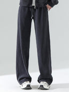 Chenille zip-up loungewear set with hoodie and wide-leg pants in soft, subtle sheen fabric