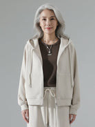 Chenille zip-up loungewear set with hoodie and wide-leg pants in soft fabric