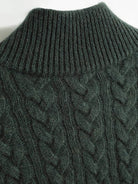 100% wool cable-knit sweater with stand collar and slim fit design
