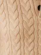 100% wool cable-knit sweater with stand collar and slim fit