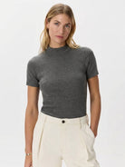 Slim fit 100% Merino Wool mock neck tee with short sleeves and temperature-regulating fabric