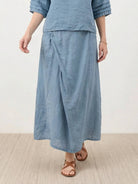 Two-piece 100% cotton wrap skirt and top set with crinkle texture and elastic waistband
