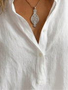 Lightweight 100% cotton popover blouse with relaxed fit and classic collar