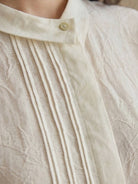 100% linen oversized jacquard shirt with tonal leaf texture and relaxed fit