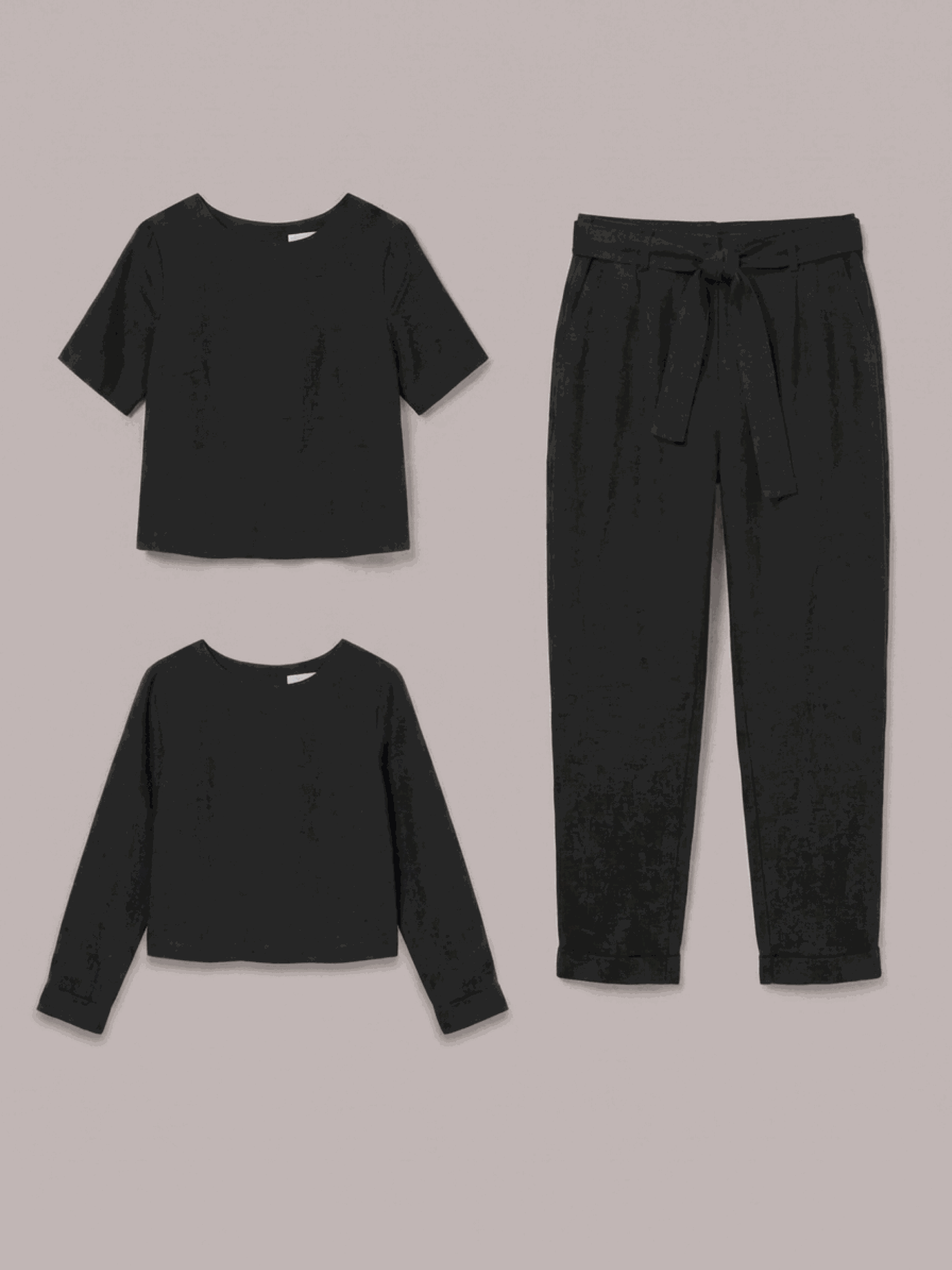 relaxed cotton-linen set with short-sleeve top and straight-leg pants in monochrome tone