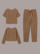 Cotton-linen set two-piece outfit in soft breathable fabric with relaxed fit and natural texture