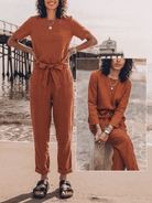 cotton-linen set three-piece monochrome capsule outfit with relaxed short-sleeve top and straight-leg pants natural breathable fabric
