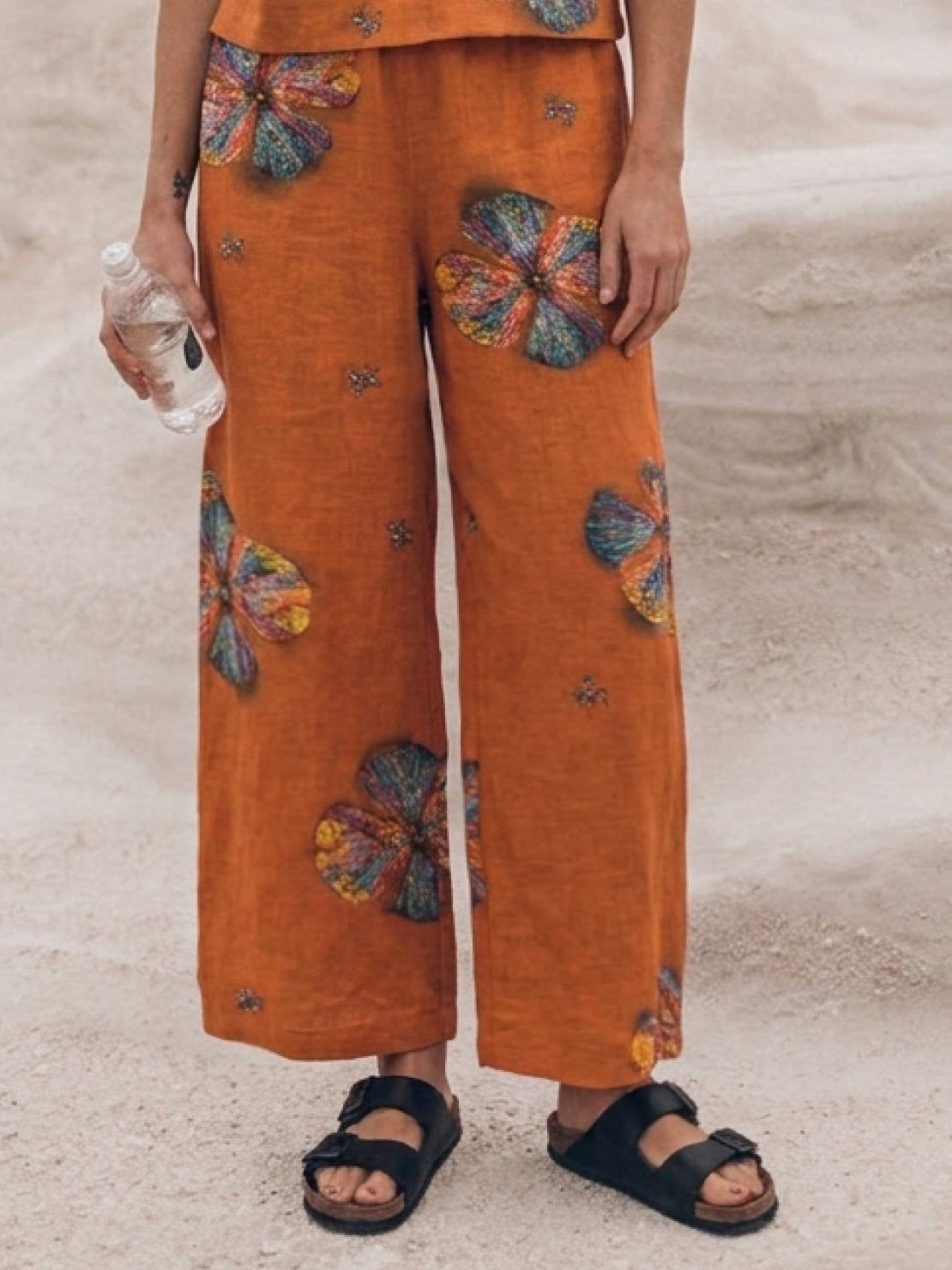 Loose fit co-ord set with soft-tailored top and wide-leg cotton trousers in a relaxed silhouette
