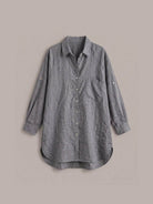 Relaxed oversized 100% cotton linen shirt with dropped shoulders and back pleat detail