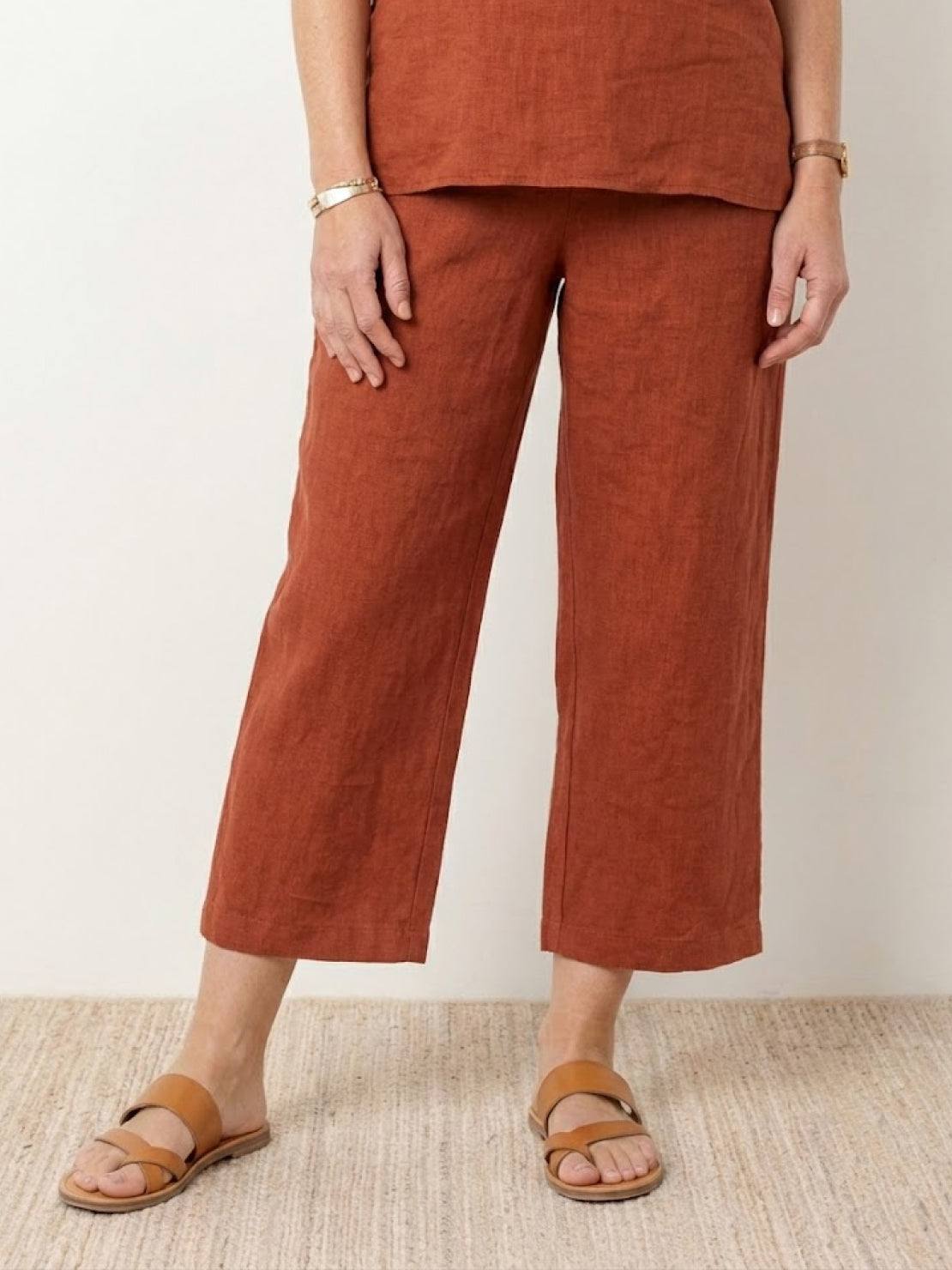 Women’s breezy cotton blend two-piece summer set with short-sleeve shirt and elastic waist pants