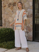 Coastal Comfort Linen two-piece set with lace details and breathable fabric