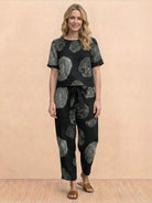 Cotton-linen blend monochrome two-piece set with relaxed fit and breathable fabric