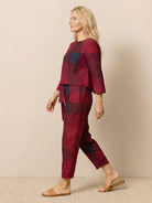 Cotton-linen monochrome women's relaxed longline top and wide-leg pants set in soft neutral tones